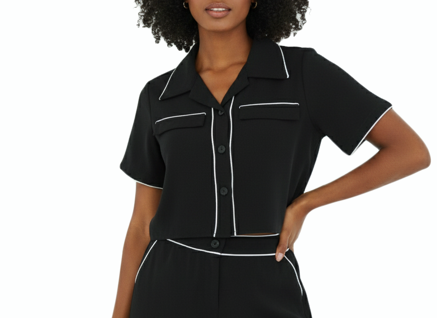 NN07116T, Just Blu, Ladies Crop Top W/Piping