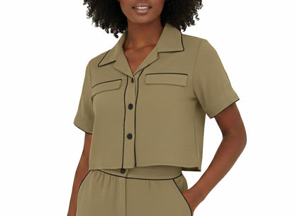 NN07116T, Just Blu, Ladies Crop Top W/Piping