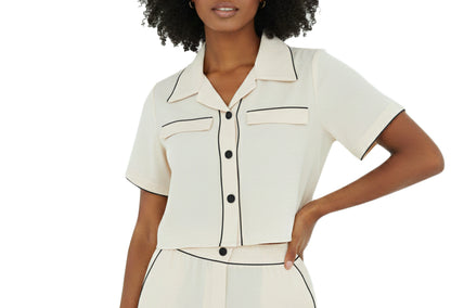 NN07116T, Just Blu, Ladies Crop Top W/Piping