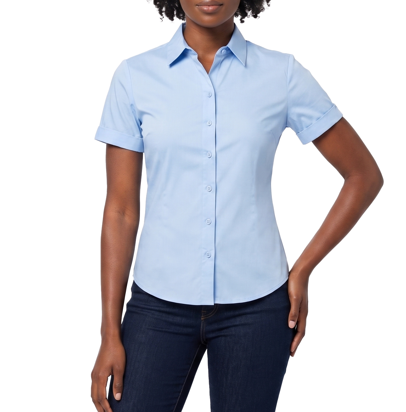TM9488LB, Clix Plus Women S/Sleeve Shirt LT BLUE S-XL
