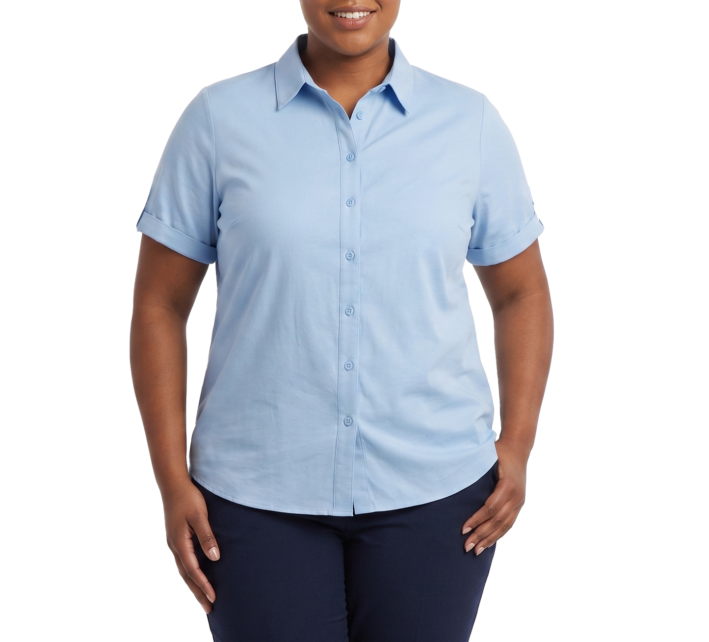 TM9489LB, Clix Plus Women S/Sleeve Shirt-LT Blue 1XL-4XL
