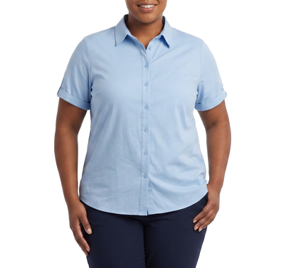 TM9489LB, Clix Plus Women S/Sleeve Shirt-LT Blue 1XL-4XL