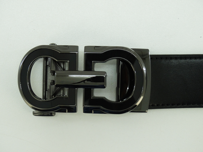 V511, Valentini Leather Track Belt - BLACK