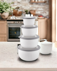 VP046, VIP Ahmet - 4Pc Vacuum Storage Containers - White (3L,2L,1L,0.5L)