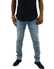 W56, Men's  British Denim Straight Stretch Jeans - Med Blue  (30-40)