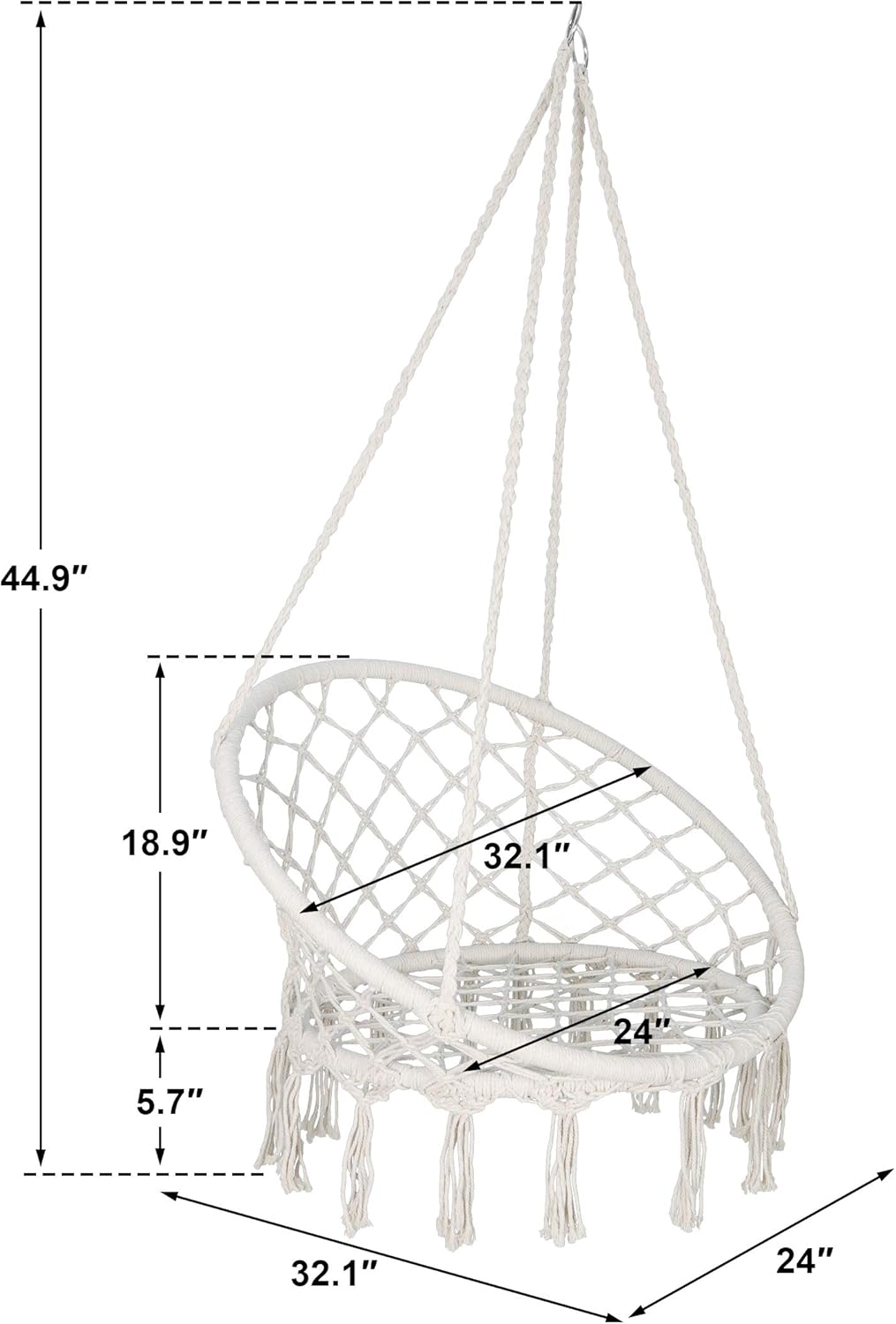 YRGA040,  Hanging Chair - Iron w/ Rope