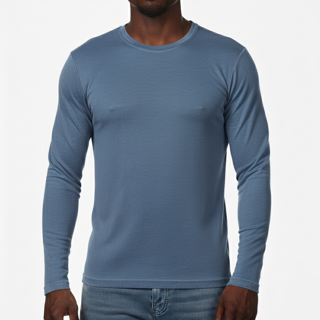 AS424, Men L/Sleeve Round-Neck Embossed T-Shirts