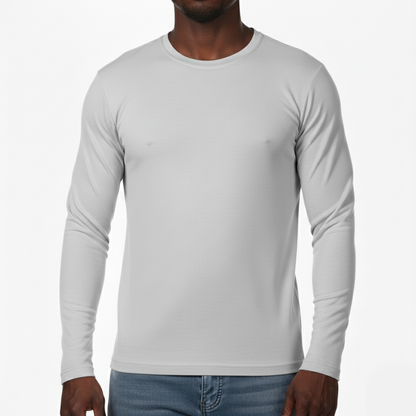 AS424, Men L/Sleeve Round-Neck Embossed T-Shirts