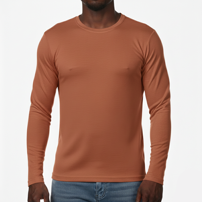 AS424, Men L/Sleeve Round-Neck Embossed T-Shirts