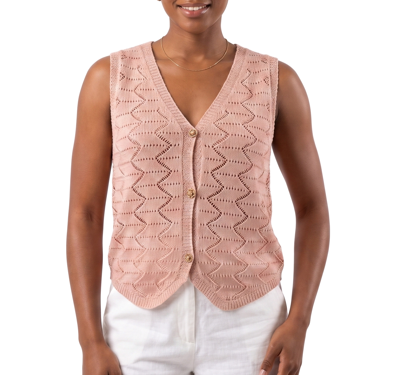 AS611, Cozzi - Women's V-Neck Sleeveless Knit Top