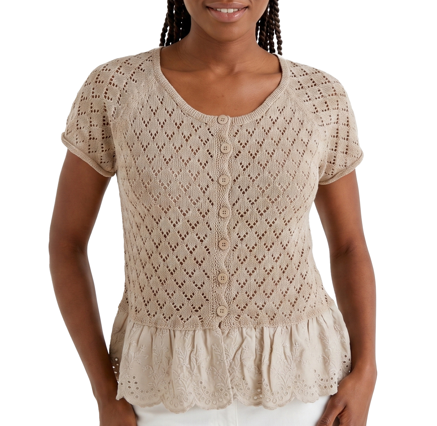 AS613, Cozzi - Women's Cap Sleeve Knit Top