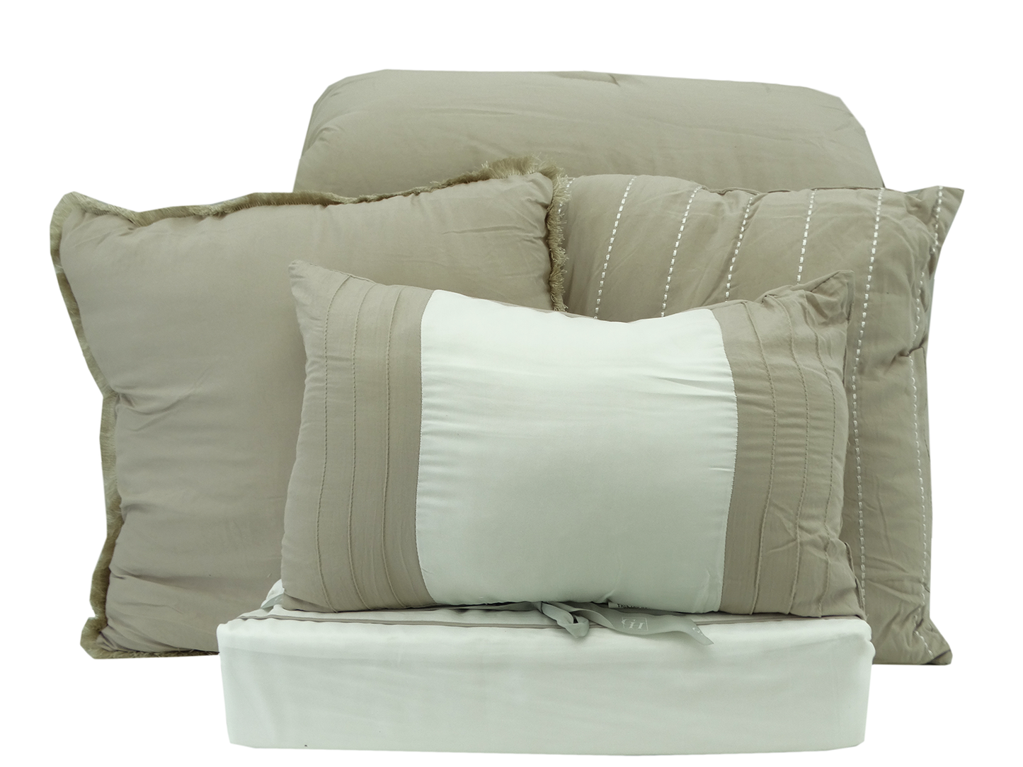 BCSQ46478B, Gather Hem - 10Pc Queen Comforter Set - Bone