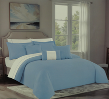 BCSQ49553A, Gather Hem - 10Pc Queen Comforter Set - Rain Blue