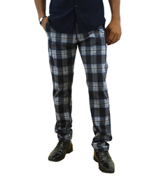 CM3424, Men's British Denim Plaid Slim Fit Pants (30-40)