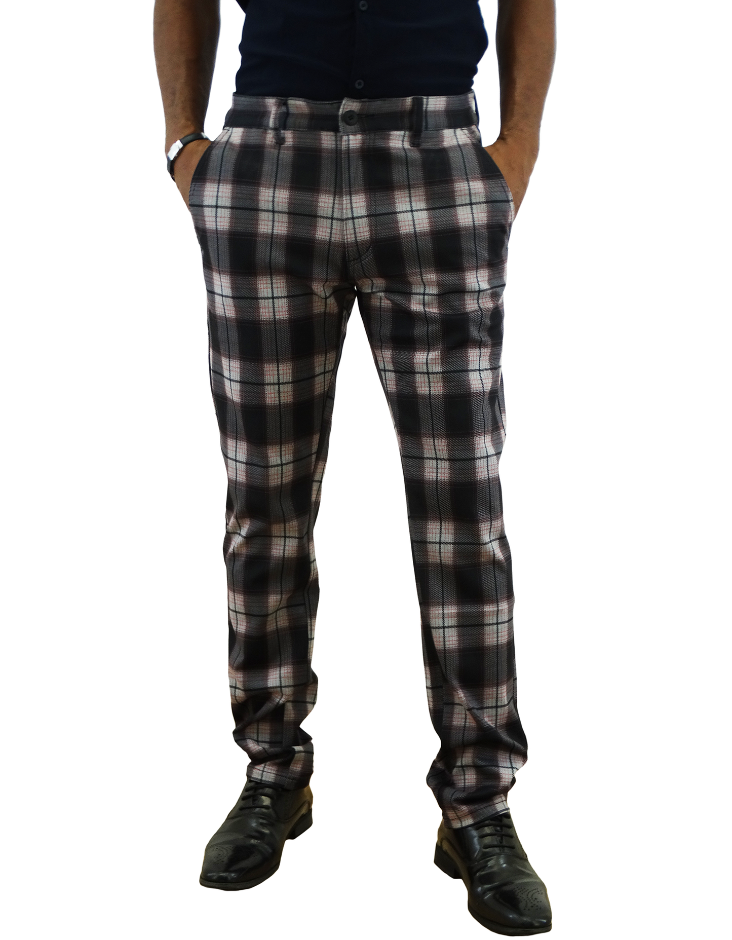CM3424, Men's British Denim Plaid Slim Fit Pants (30-40)