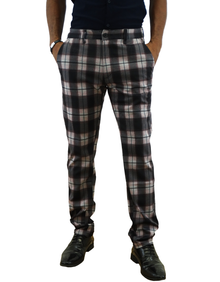 CM3424, Men's British Denim Plaid Slim Fit Pants (30-40)