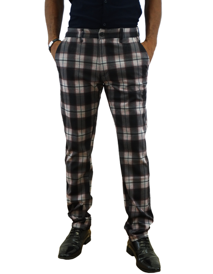 CM3424, Men's British Denim Plaid Slim Fit Pants (30-40)