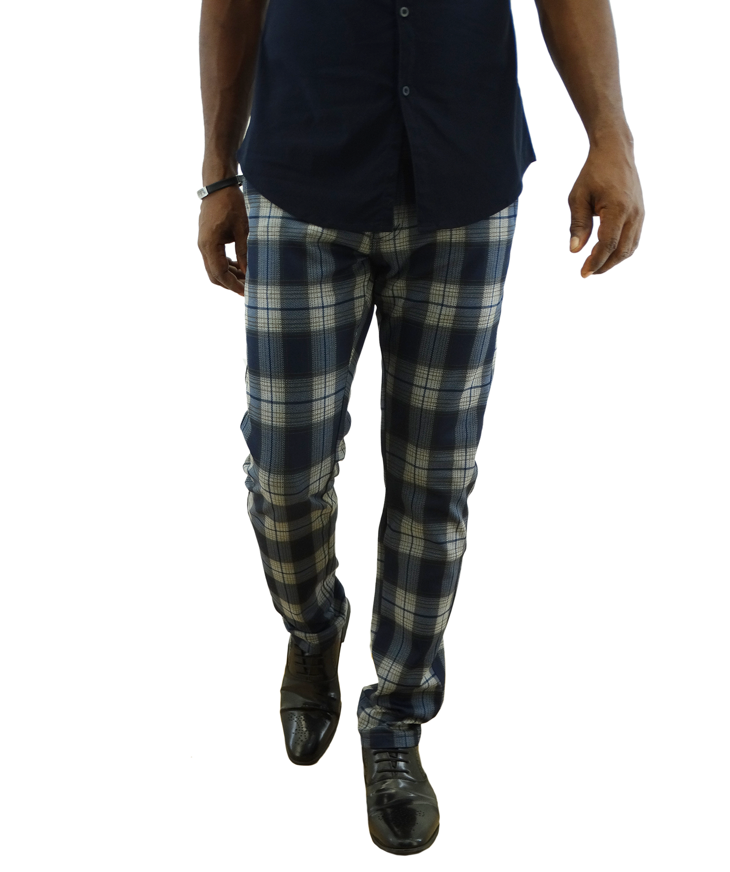 CM3424, Men's British Denim Plaid Slim Fit Pants (30-40)