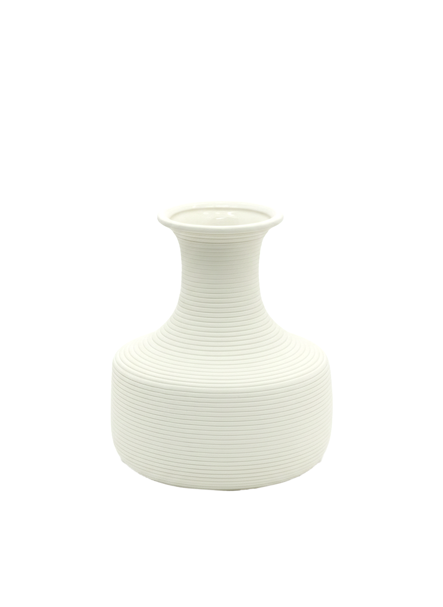 LS606S, Modern Ribbed Ceramic Vase - 7"