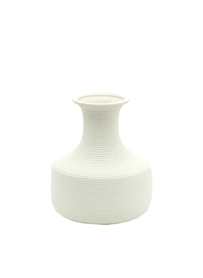 LS606S, Modern Ribbed Ceramic Vase - 7"
