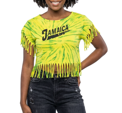 ME-15800, Ladies Tie-Dye Fringe Jamaican Blouse