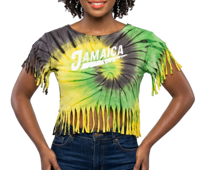 ME-15800, Ladies Tie-Dye Fringe Jamaican Blouse