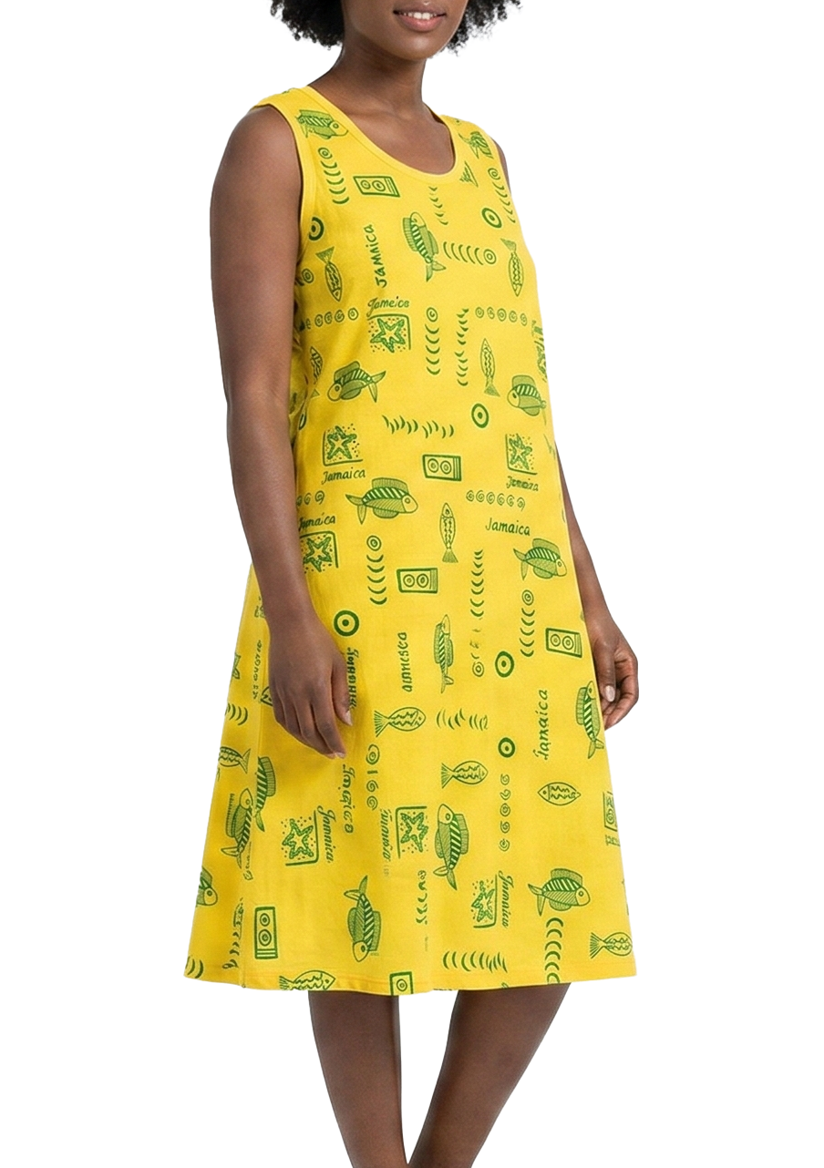 MEILOFISHPLS, Ladies House Dress Jamaican Color-One Size