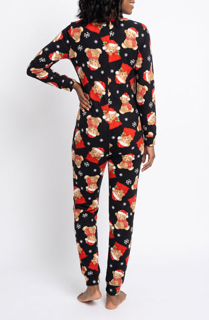 SFRMPLS25, Unbearably Cute - Women's Yummy Xmas Onesie Black S-XL