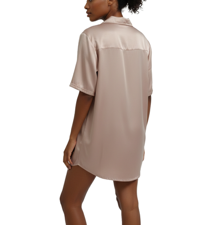SOFSHIRT01, Ladies Satin Notch S/S Sleep Shirt S-XL