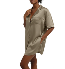 SOFSHIRT01, Ladies Satin Notch S/S Sleep Shirt S-XL