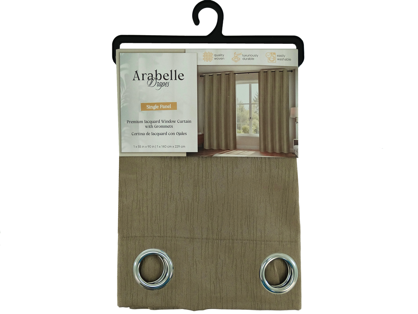 WPSG44717FB, Arabelle - Patty Jacquard Window Curtain 55" x 90" - Taupe