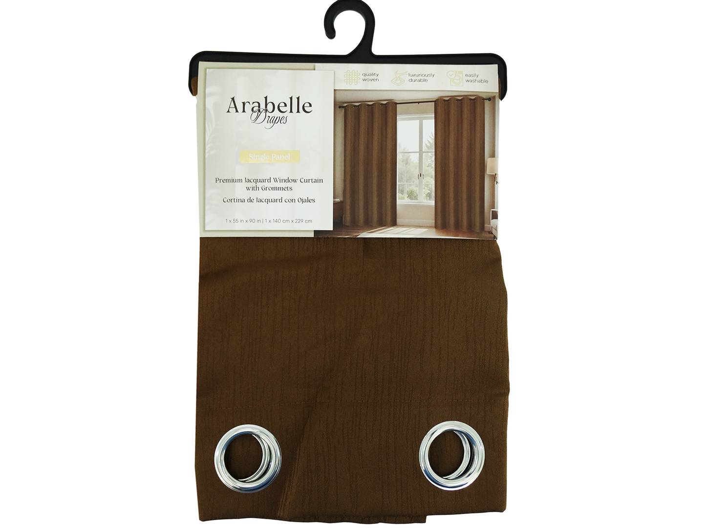 WPSG44718FB, Arabelle - Patty Jacquard Window Curtain 55" x 90" - Mocha