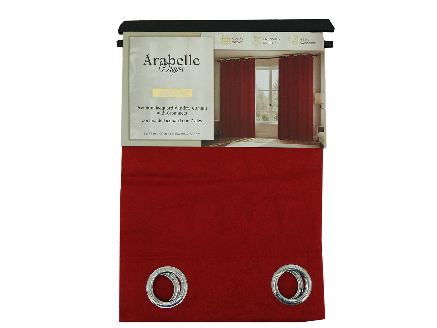 WPSG51569FB, Arabelle - Estelle Window Curtain 55" x 90" - Red
