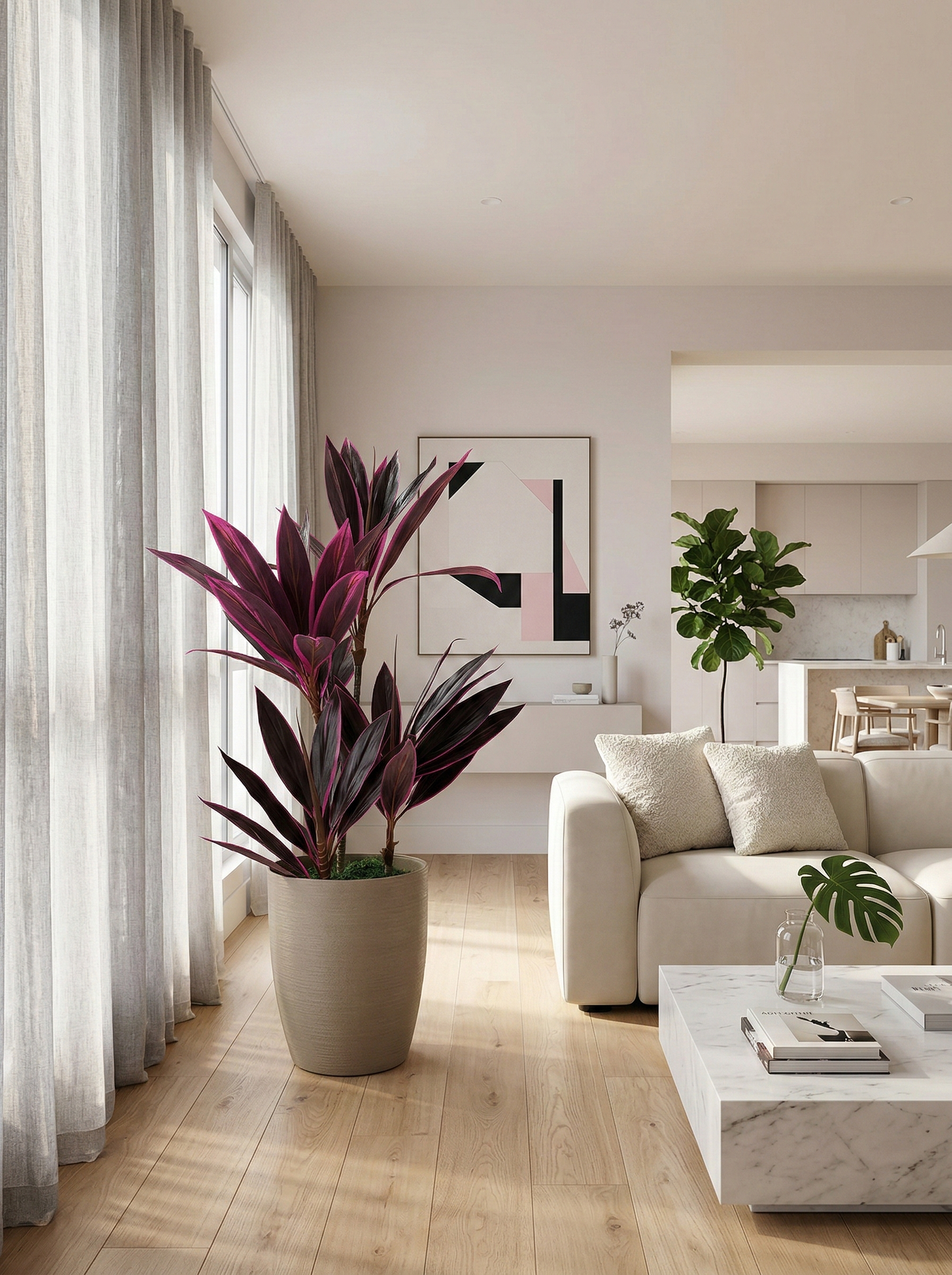 YD29945, Artificial Red Cordyline Plant - 4'7"